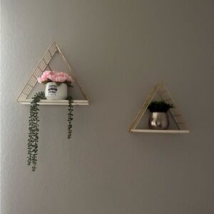 Gold and White Triangle Wall Shelves